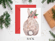 2024 Poinsettia Bunny 5x7 Blank Christmas Greeting Card