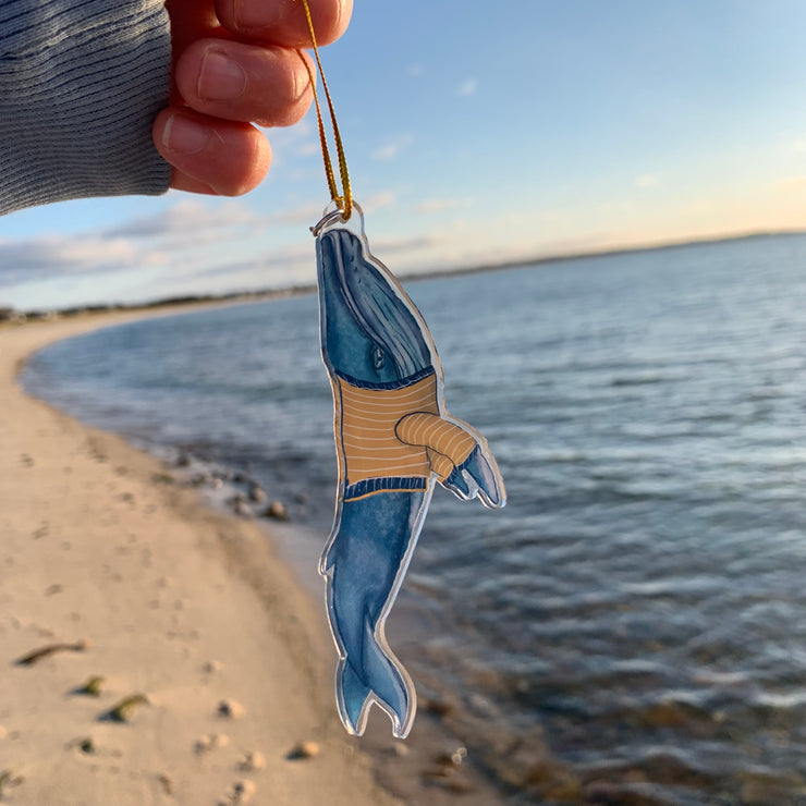 Yellow Shirt Whale Acrylic Ornament