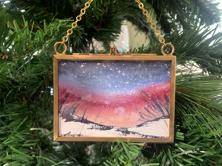 Winter Dunes Original Painting in Hanging Brass Frame *reserved*