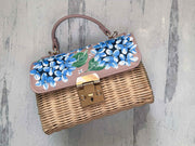 Hand Painted Hydrangea Bag Blush- Blue hydrangeas