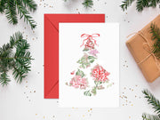 Pink Hydrangea Tree 5x7 Blank Christmas Greeting Card