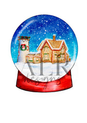 Lighthouse Snow globe 5x7 Blank Christmas Greeting Card