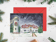 Chatham Light Christmas 5x7 Blank Christmas Greeting Card