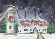 Chatham Light Christmas 5x7 Blank Christmas Greeting Card