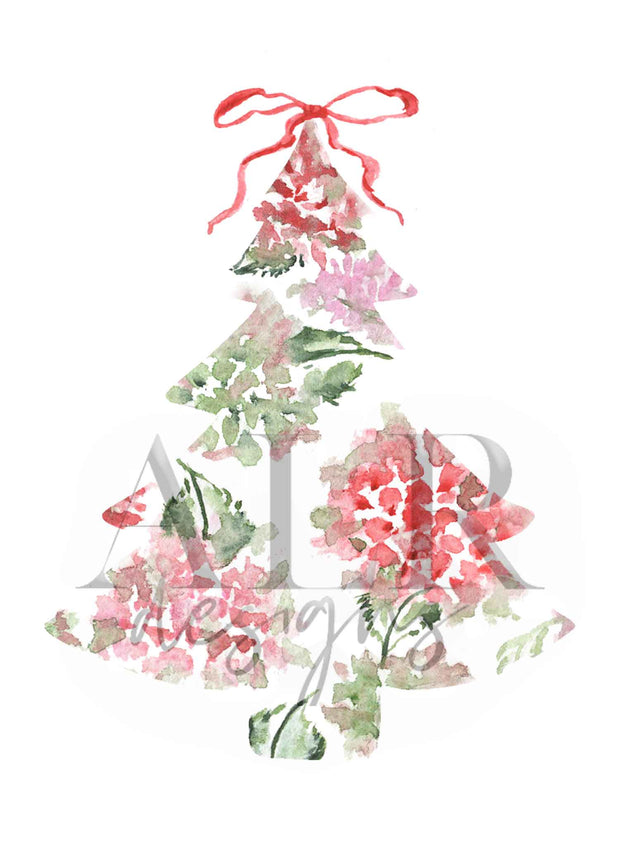 Hydrangea Tree Christmas Card Set