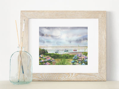 Chatham Hydrangeas Coastal Watercolor Print – 5x7, 8x10, or 11x14 Fine Art by ALR Designs