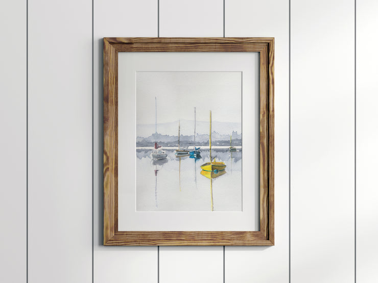 Foggy Sail Coastal Watercolor Print – 5x7, 8x10, or 11x14 Fine Art by ALR Designs