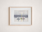 Foggy Harbor Boats 5x7 in or 8x10 Fine Art Print