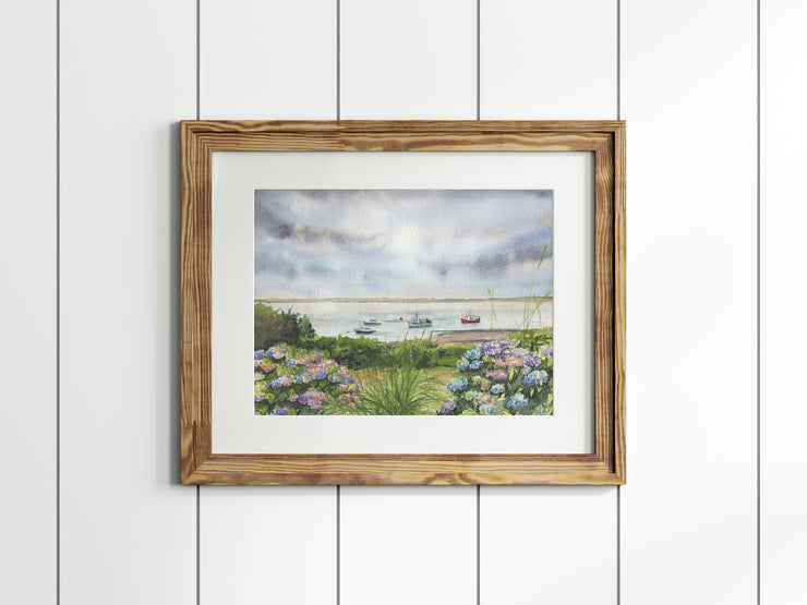 Chatham Hydrangeas Coastal Watercolor Print – 5x7, 8x10, or 11x14 Fine Art by ALR Designs