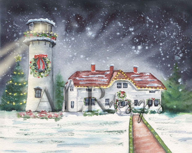 Chatham Light Christmas  8x10 or 5x7 Fine Art Print