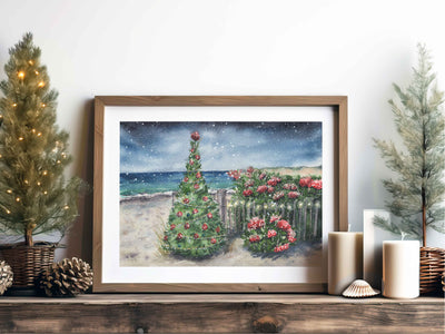 Red Hydrangea Beach Tree 8x10 or 5x7 Fine Art Print