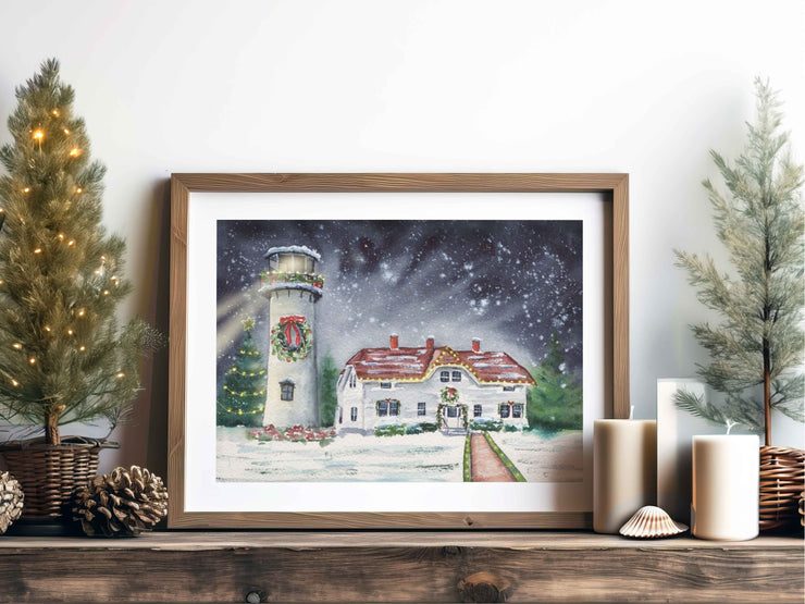 Chatham Light Christmas  8x10 or 5x7 Fine Art Print