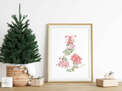 Christmas  Hydrangea Tree Red  8x10 or 5x7 Fine Art Print