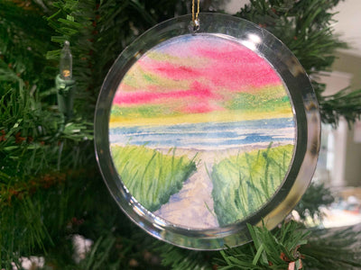 Hand-painted Watercolor "Beach Northern Light" Ornament