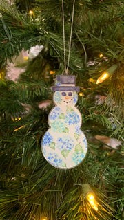 Hydrangea Snowman Acrylic Ornament