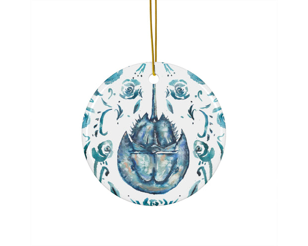 Horseshoe Crab Floral Ceramic Christmas Ornament *PRE-ORDER*