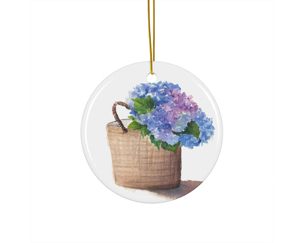 Hydrangea Bag Ceramic Christmas Ornament