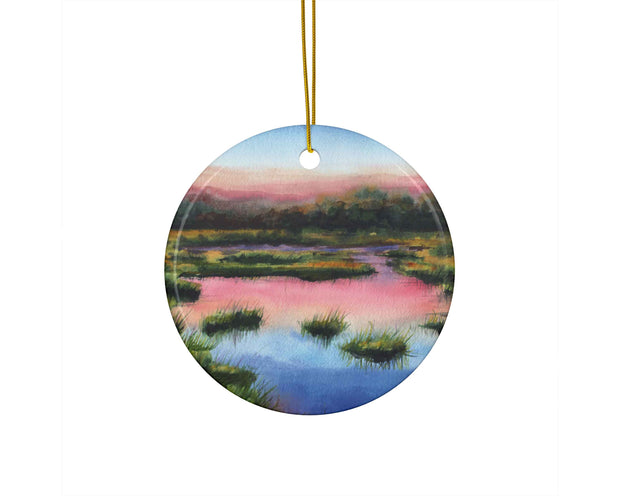 Sunset Marsh Ceramic Christmas Ornament