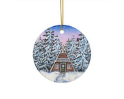 Winter A-Frame Ceramic Christmas Ornament