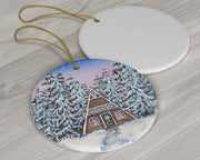 Winter A-Frame Ceramic Christmas Ornament