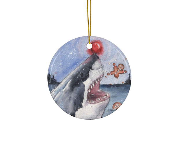 Rudolph Shark Ceramic Christmas Ornament