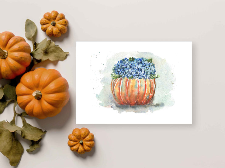 Hydrangea Pumpkin 5x7 Blank Greeting Card