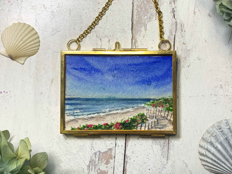 Pathway of to the Beach Original Painting in Hanging Brass Frame