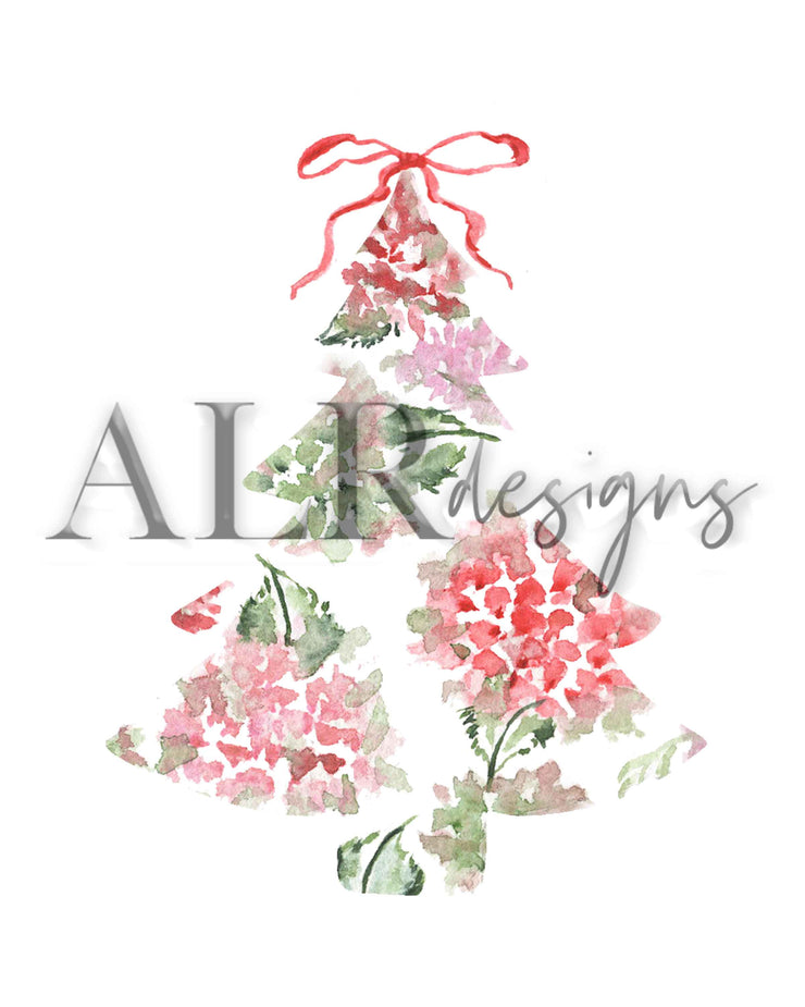 Christmas  Hydrangea Tree Red  8x10 or 5x7 Fine Art Print