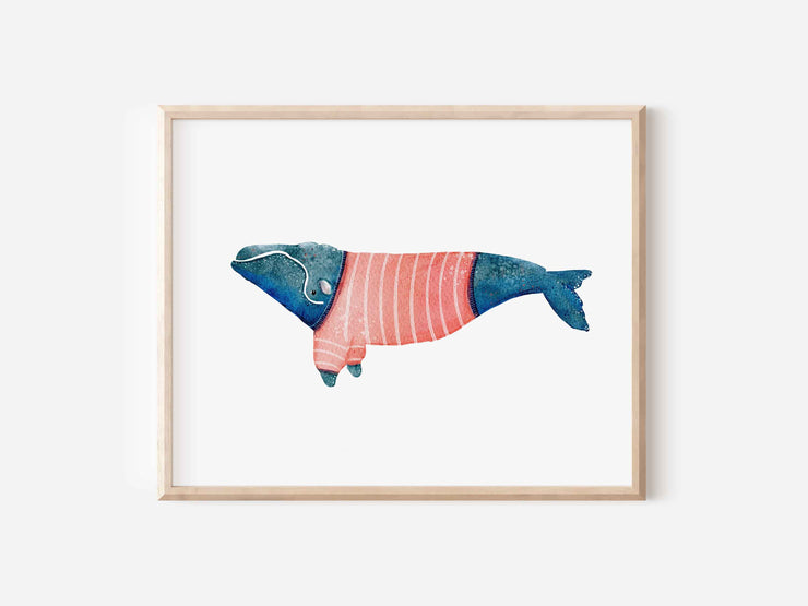 Right Whale in a Shirt 5x7 in or 8x10 Fine Art Print