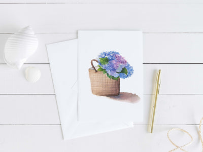 Summer Bag Hydrangea Blooms  5x7 Blank Greeting Card