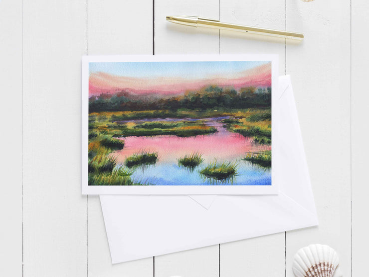 Sunset Marsh 5x7 Blank Greeting Card