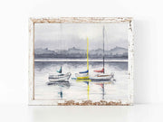 Foggy Harbor Boats 5x7 in or 8x10 Fine Art Print