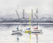 Foggy Harbor Boats 5x7 in or 8x10 Fine Art Print