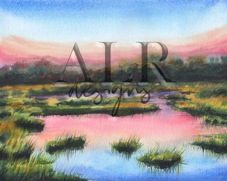 Sunset Marsh 5x7 Blank Greeting Card