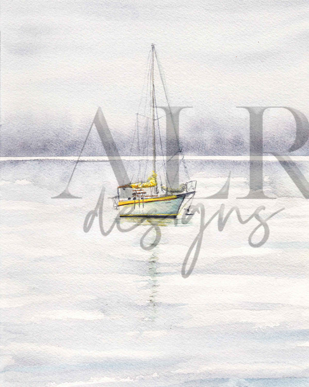 Yellow Boat 5x7 in or 8x10 Fine Art Print