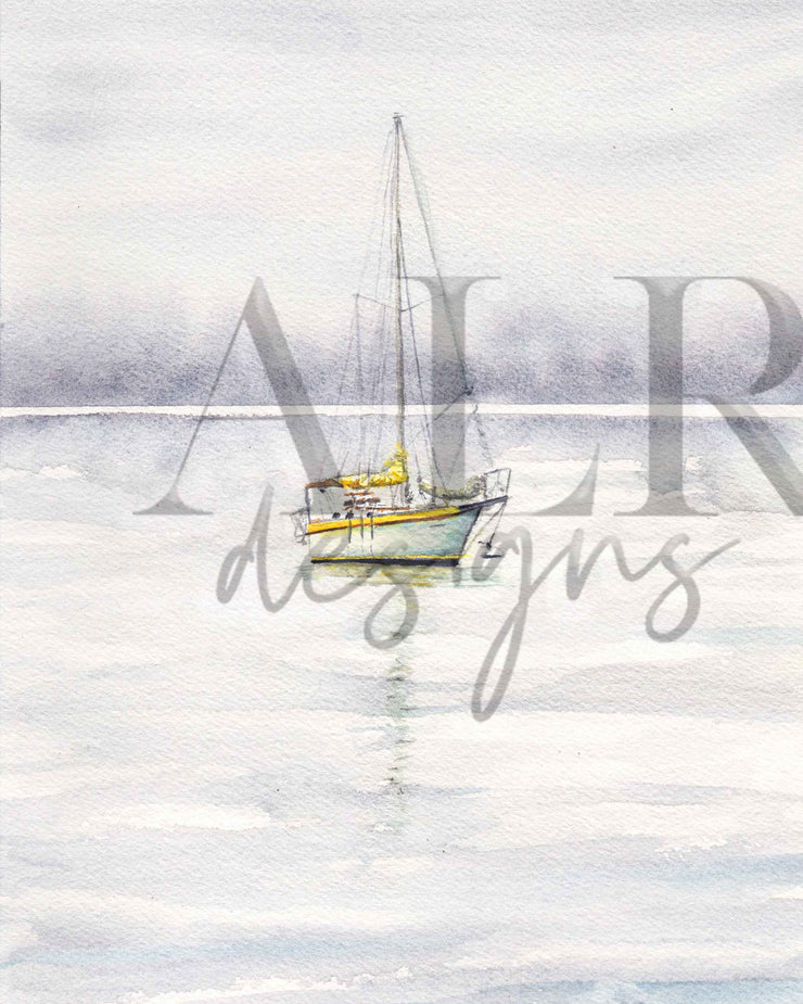 Yellow Boat 5x7 in or 8x10 Fine Art Print