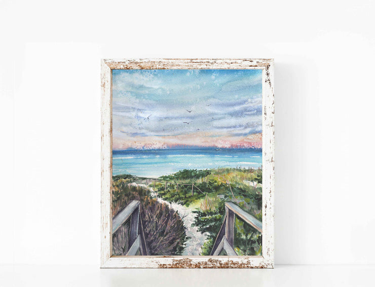 Steps Beach Sunset 5x7 in or 8x10 Fine Art Print