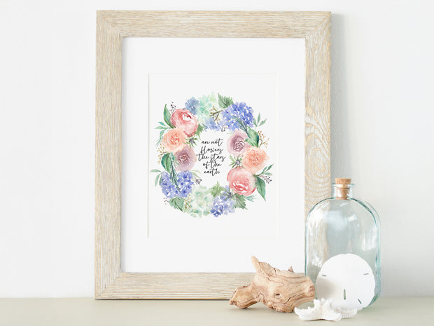 Summer Floral Wreath 5x7 or 8x10 Fine Art Print