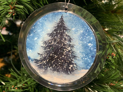 Hand-painted Watercolor "Winter Evening Sparkle" Ornament