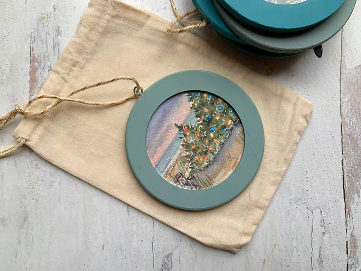 Hand-painted Watercolor "Coastal Christmas Trees" Ornament