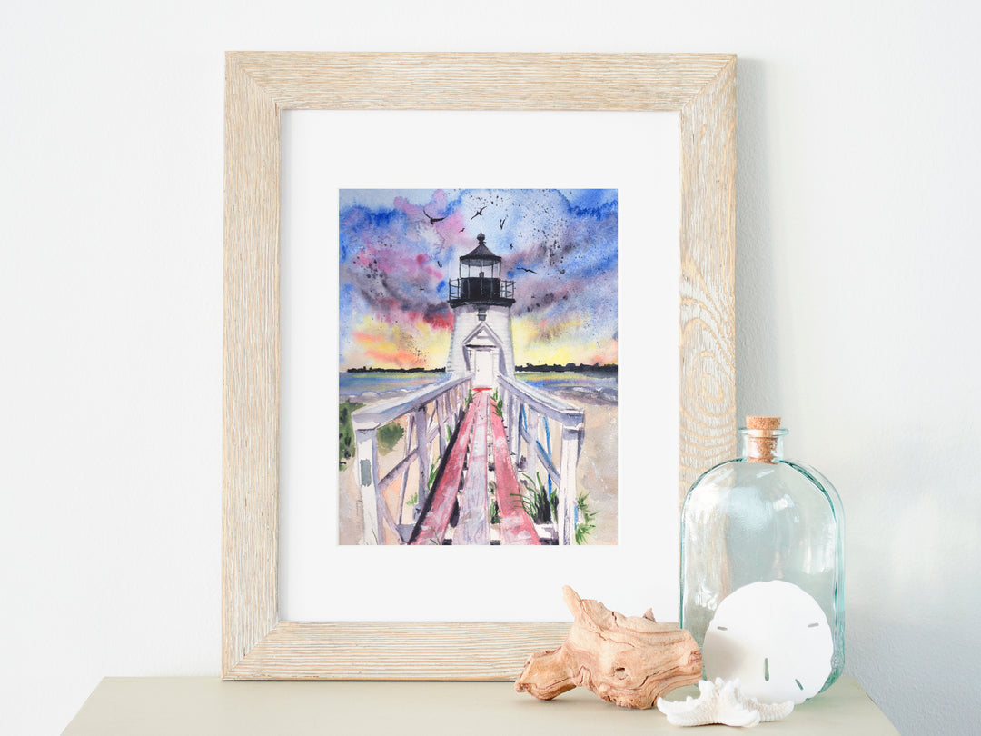 Lighthouse, original oil on board, hot framed, 8x10