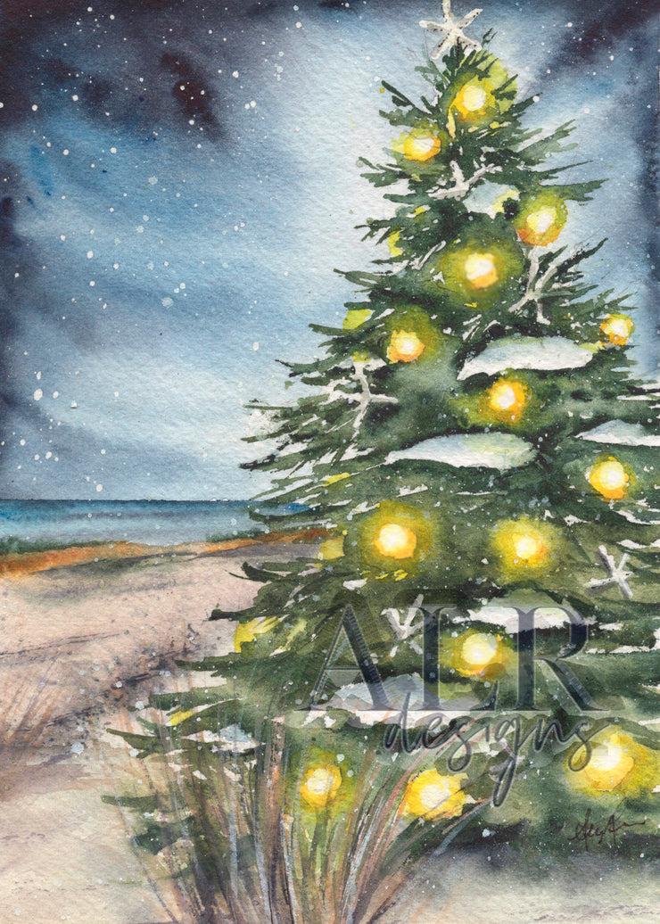 Christmas at the Beach Card Set  of 4 Cards